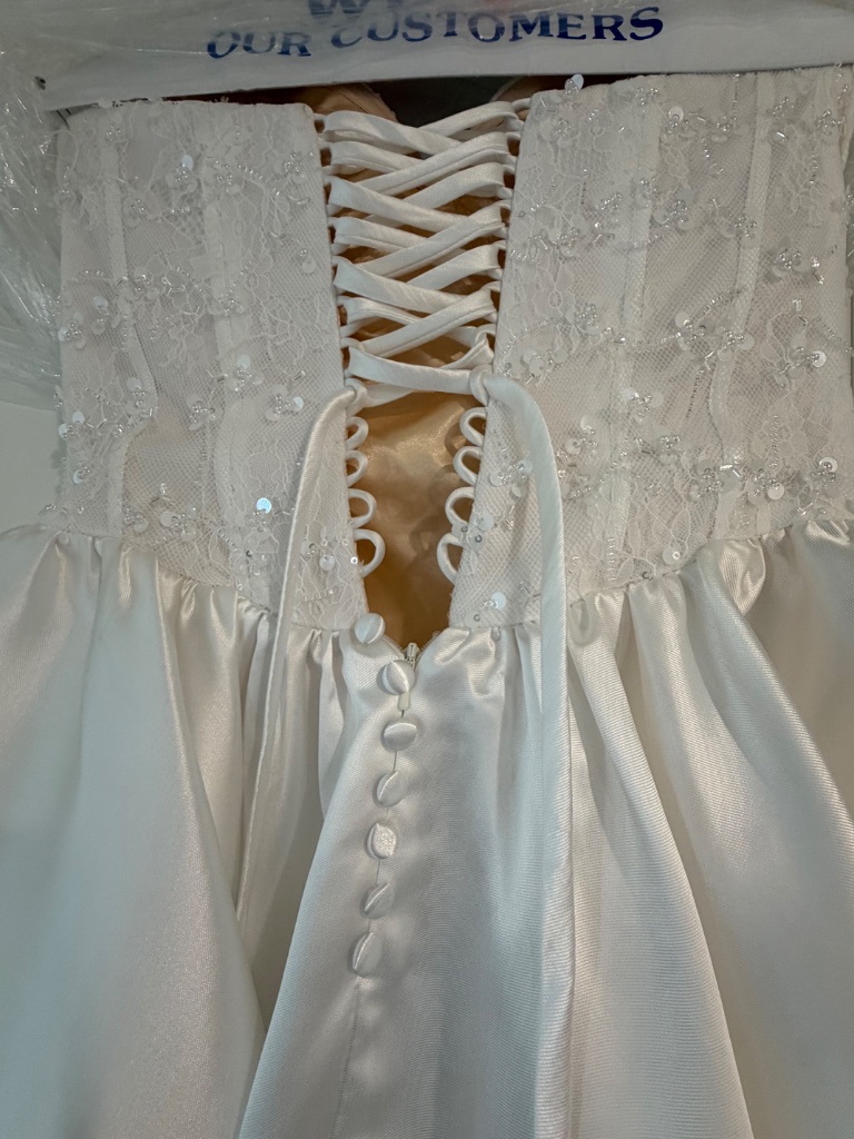 Luxury White Pearl & Sequin Embellished Corset Bridal Mini Dress — image 4 of 8